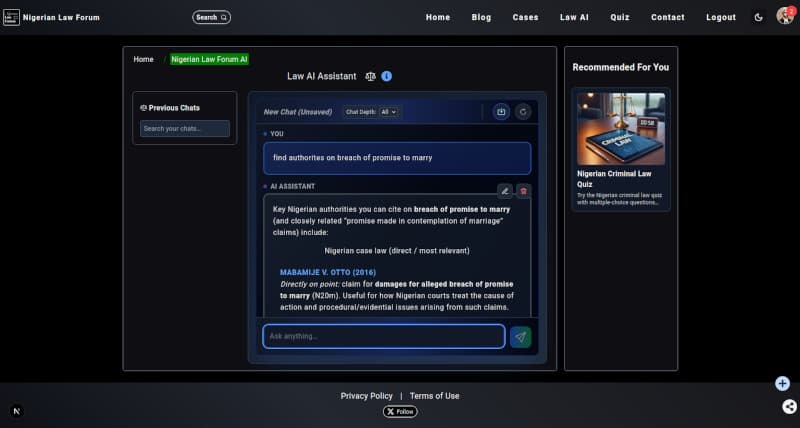 Law AI assistant screenshot